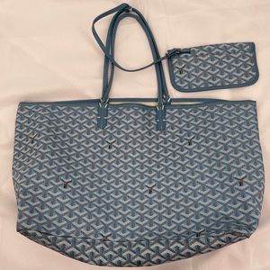 Goyard Blue Chevron St Louis Tote With Pouch